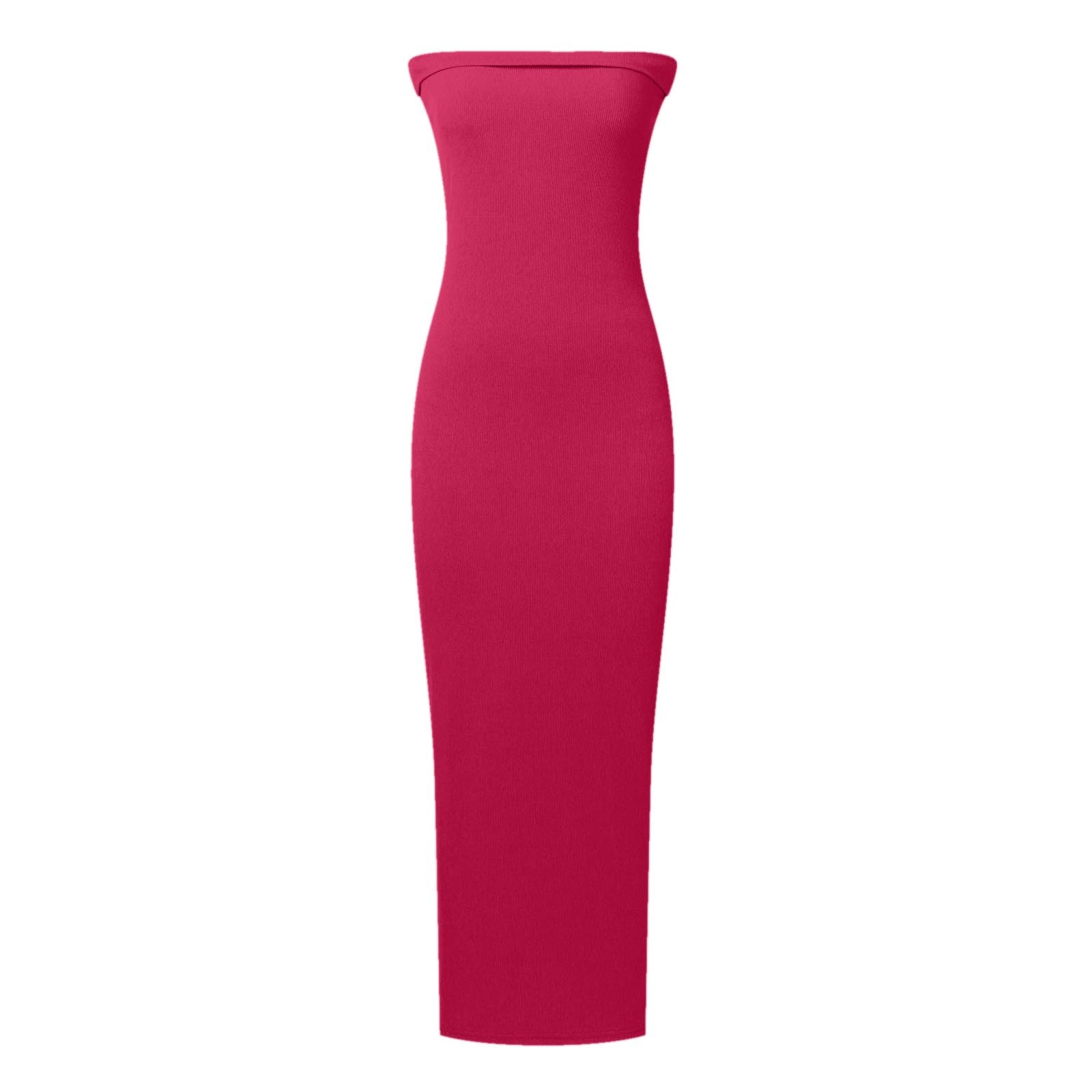 thumbnail image 5 of Vestido largo sin tirantes para mujer: elegante vestido de cóctel con abertura lateral, tejido de poliéster, vestido para invitada de boda, tallas S-XXL, contorno de pecho 73-99 cm., 5 of 5